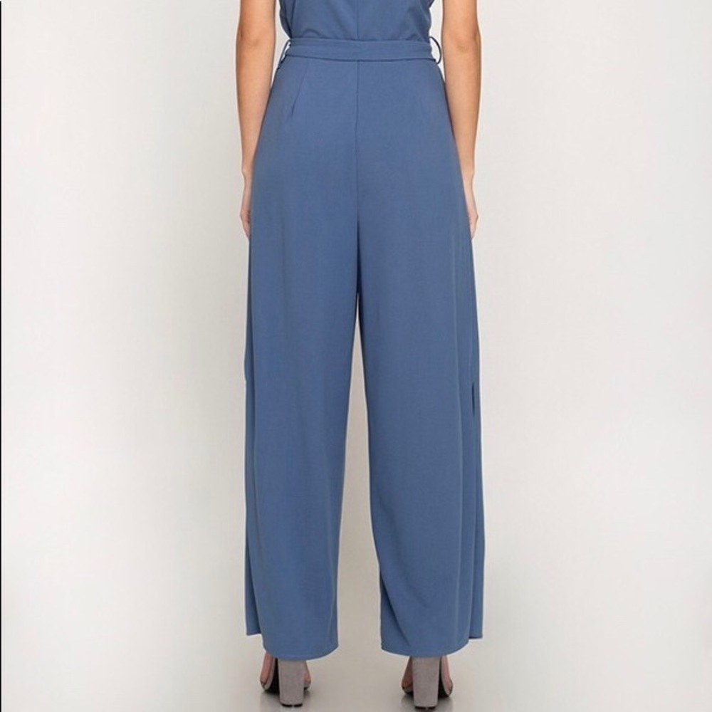 CAMISOLE JUMPSUIT WITH TIE WAIST AND LEGS SLITS - Picture 7 of 7